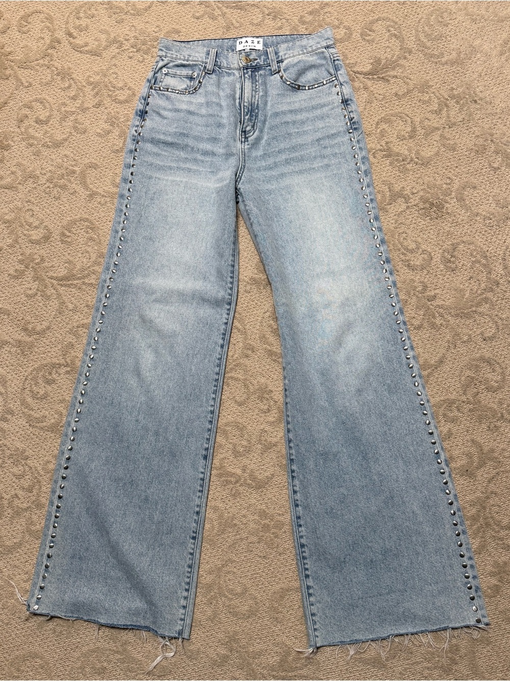 DAZE Studded Wide-Leg Jeans